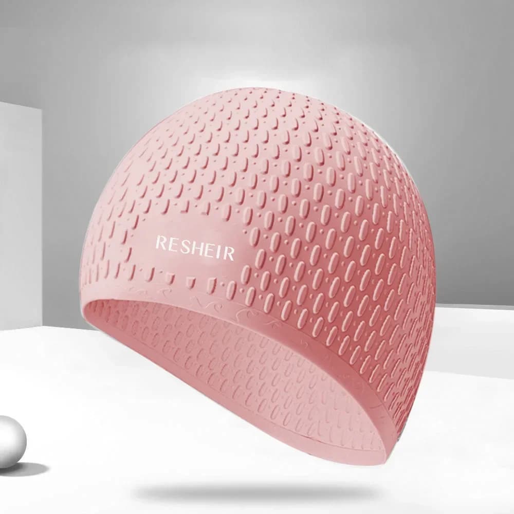 Ergonomic Protect Ear Bubble Swim Cap Non-Slip Particle Water Sports Flexible Waterproof Premium Silicone Swimming Head Cover