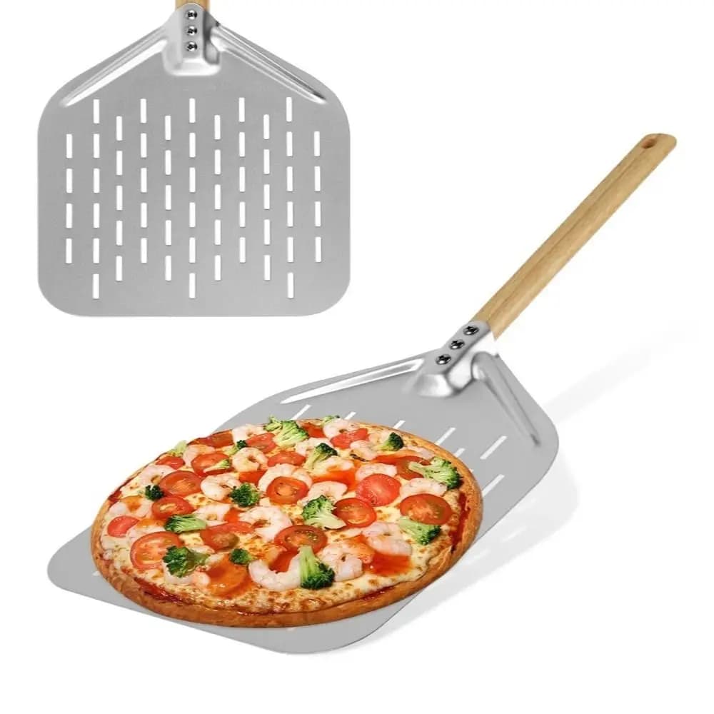 Pala per pizza con manico staccabile Pala per pizza professionale scavata Manico in legno in lega di alluminio Buccia per pizza Fornitura da cucina