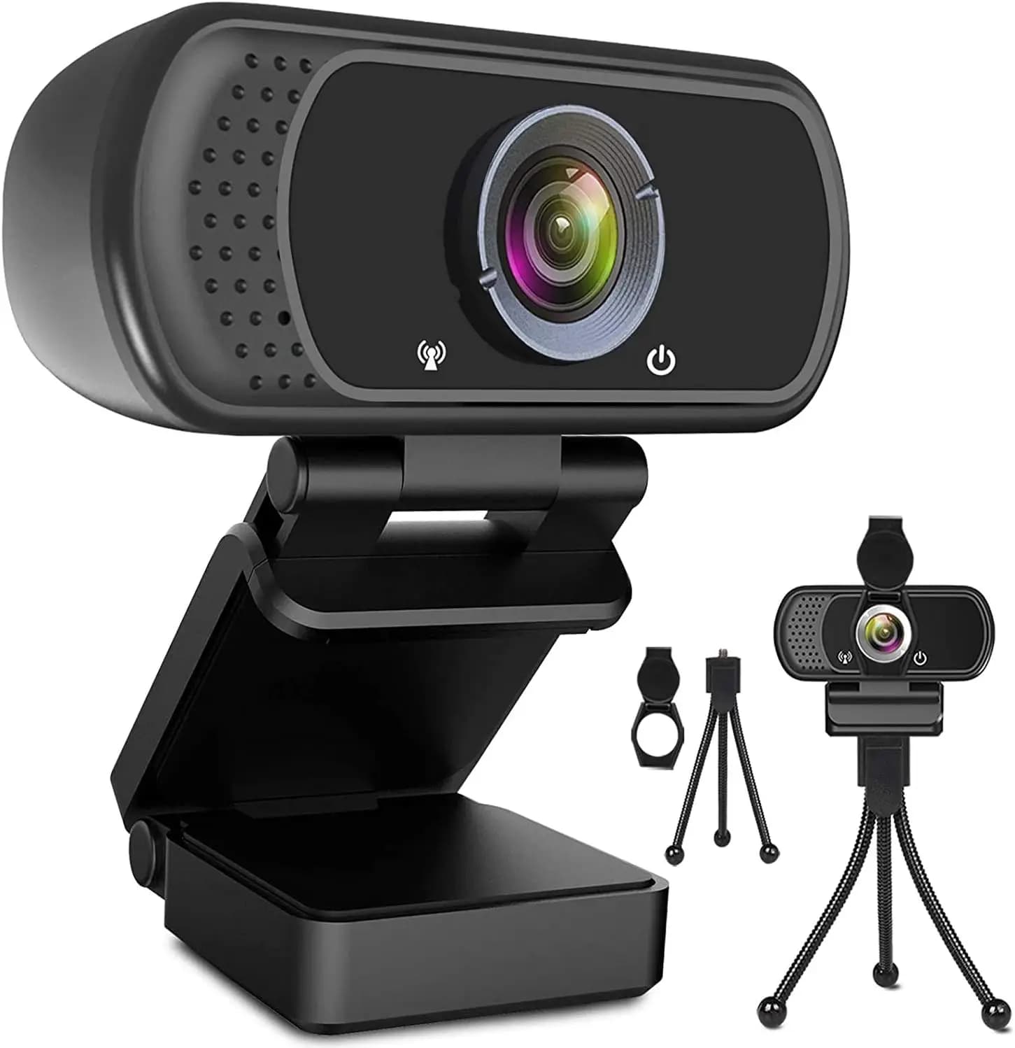 Webcam HD 1080P with Microphone and Tripod, USB Camera for Computer for Video Calls, Streaming, Conferences