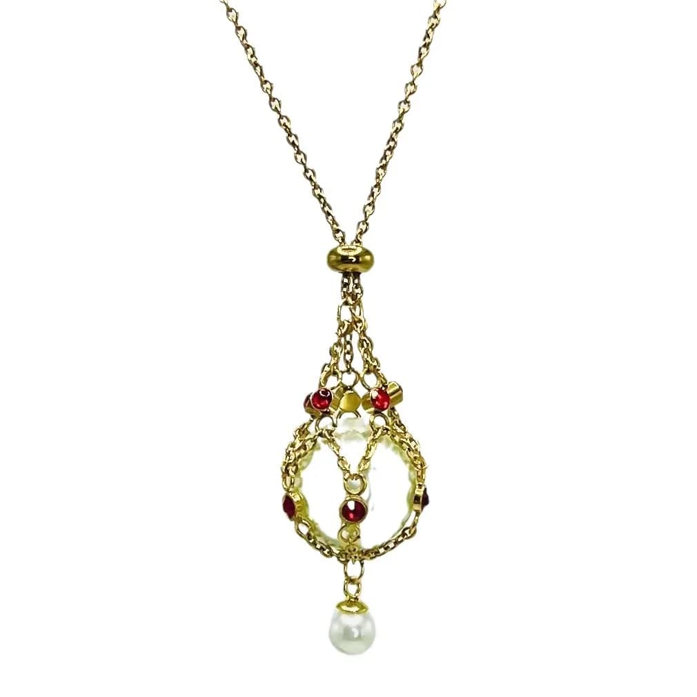 Metal Pearl Gemstone Lavalier Pendant Interchangeable Jewelry Gifts Crystal Holder Cage Necklace Adjustable Chain Necklaces