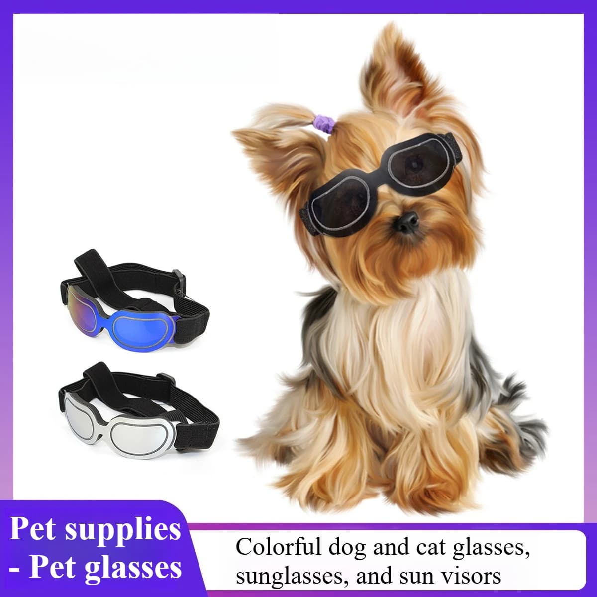 Colorful Dog Glasses Sunglasses Adjustable for For Small Medium Large Dogs Cats Puppy Pet Glasses Dog Supplies Black White