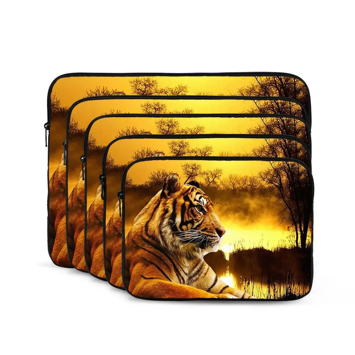 Tiger And Sunset Notebook Laptop Bag Case Pouch For Macbook Air Pro Tablet Shockproof Case Bag