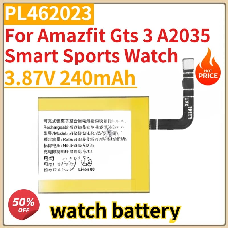 NUOVA Batteria per Orologio PL462023 3.87V 240mAh per Smartwatch Sportivo Amazfit Gts 3 A2035