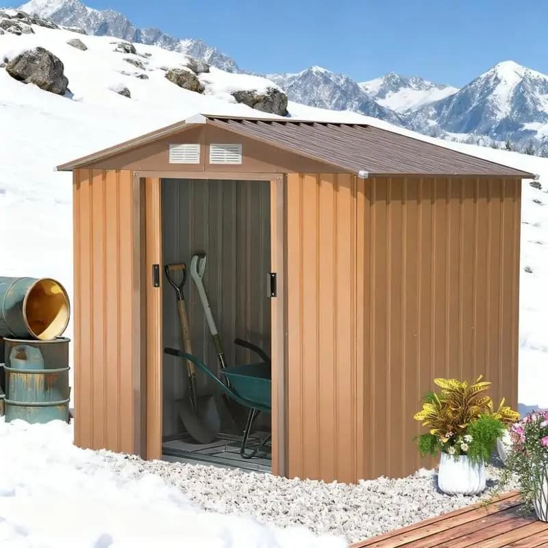 Capannone portaoggetti da esterno da 7' x 4' con kit fondotinta e prese d'aria per attrezzi da giardino