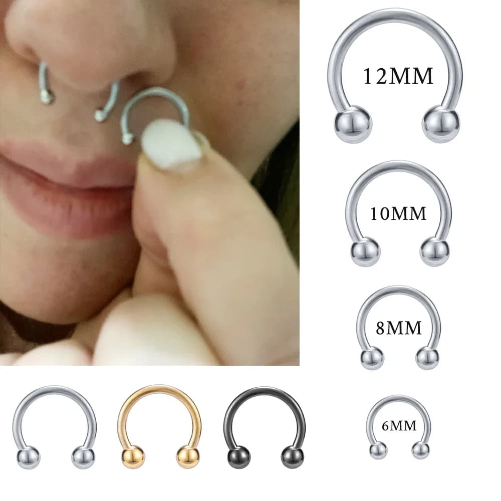 1 PC 316L Stainless Steel Nose Ring 14G 16G Nose Piercings Helix Ear Piercing Women Men Septum Rings Body Piercing Jewelry