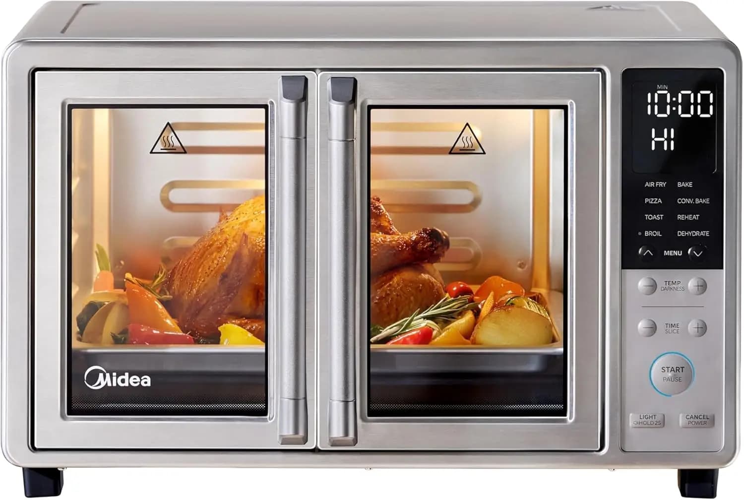 Forno Tostapane e Friggitrice ad Aria 8-in-1 con Porta Francese, Compatto da 25QT da Appoggio con Riscaldamento Rapido a Infrarossi, in Acciaio Inossidabile