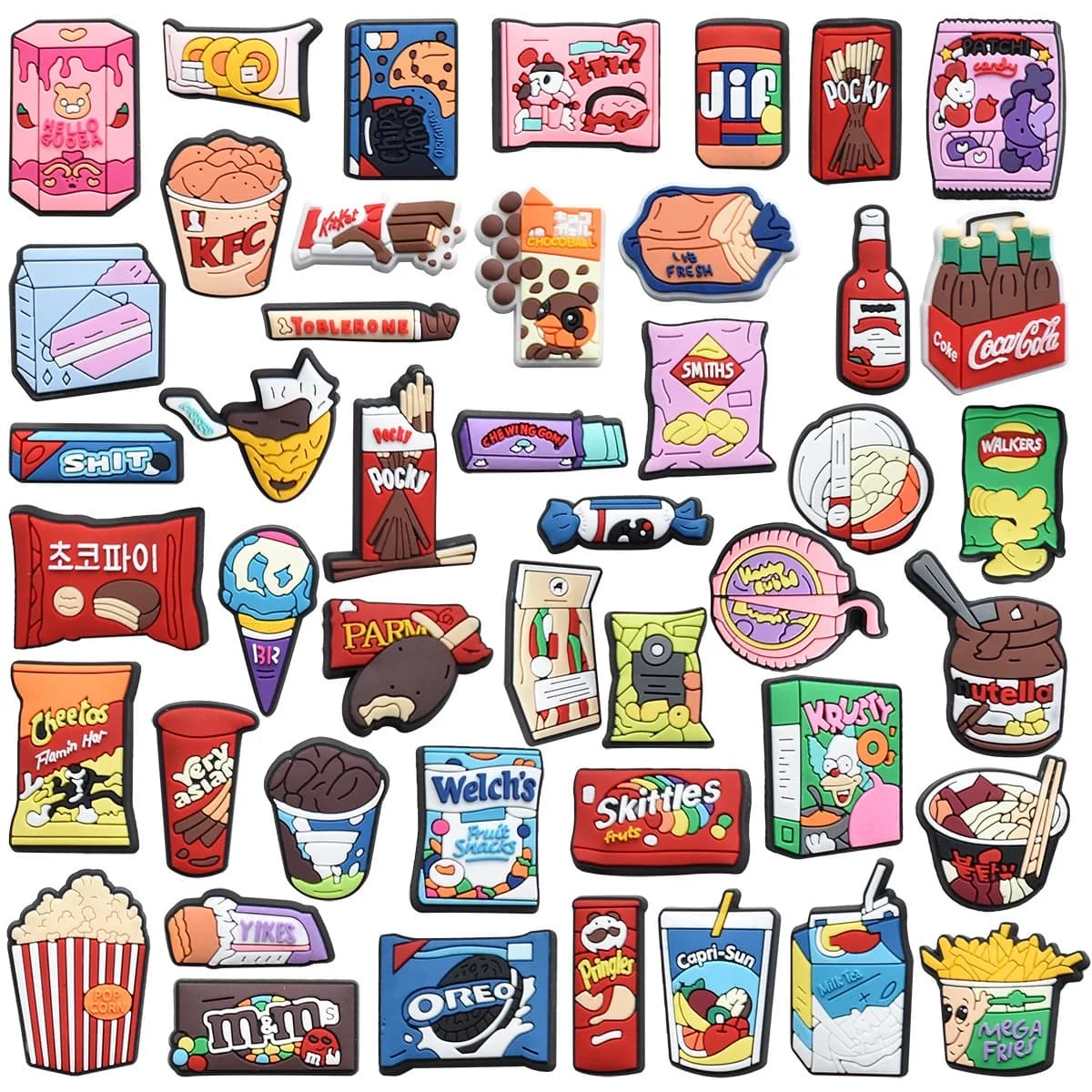 45Pcs Snack Series Shoe Charms Set Slides Clog Sandals Shoes Decorations Accessories Buckle For Friend Party Gifts