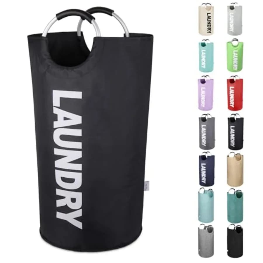 Tall Laundry Hamper with Handles Large Laundry Basket, Freestanding Clothes Hamper Bag Folding Dirty Fabric Laundry Bin for Col