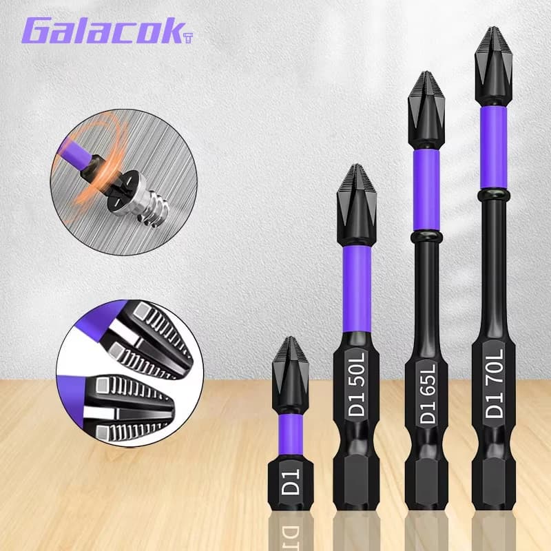 Galacok 25-150mm PH2 magnetic screwdriver drill set for anti-slip percussion drill set for 1/4 inch electric drill