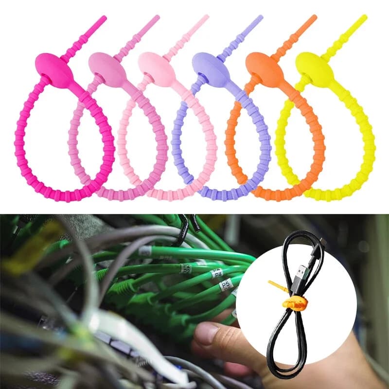 10/20/50 Pezzi Fascette in Silicone per Cavi, Organizzatori per Cavi, Clip Riutilizzabili Autobloccanti, Cinghie per Fissaggio Cavi da 15CM