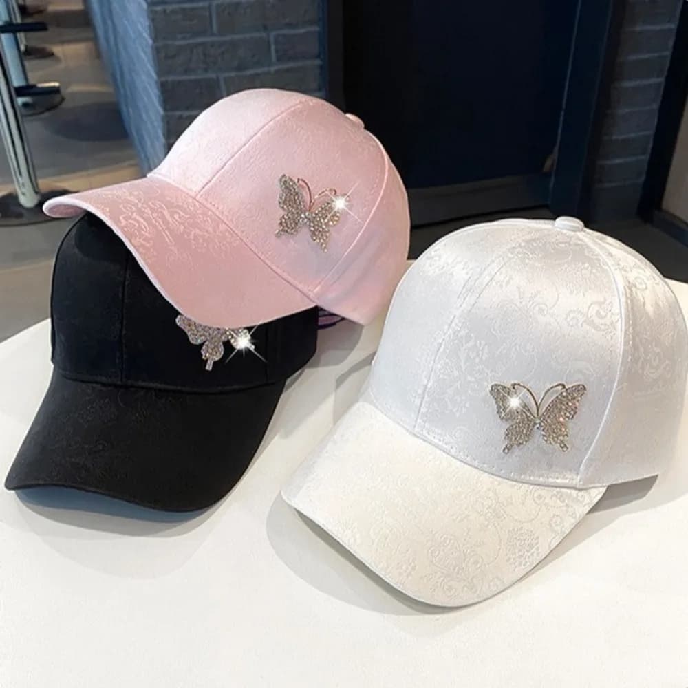Solid Color Rhinestone Baseball Hat Sun Protection Korean Style Sunscreen Peaked Cap Breathable Adjustable Women Sun Cap Girl