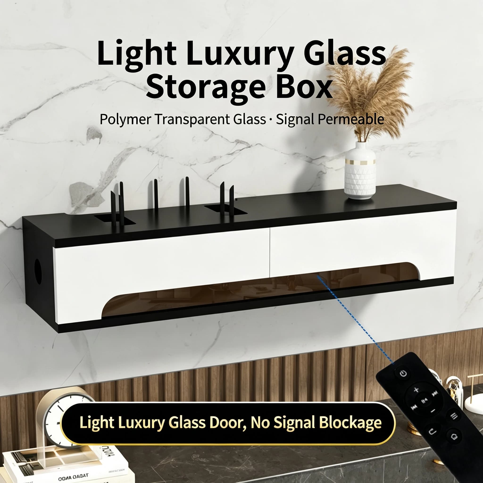 Wall‑Mounted Router Storage Box No Drill TV Set‑Top Box Organizer Wall Shelf for Modem Wifi Router Hider Home Living Room Decor