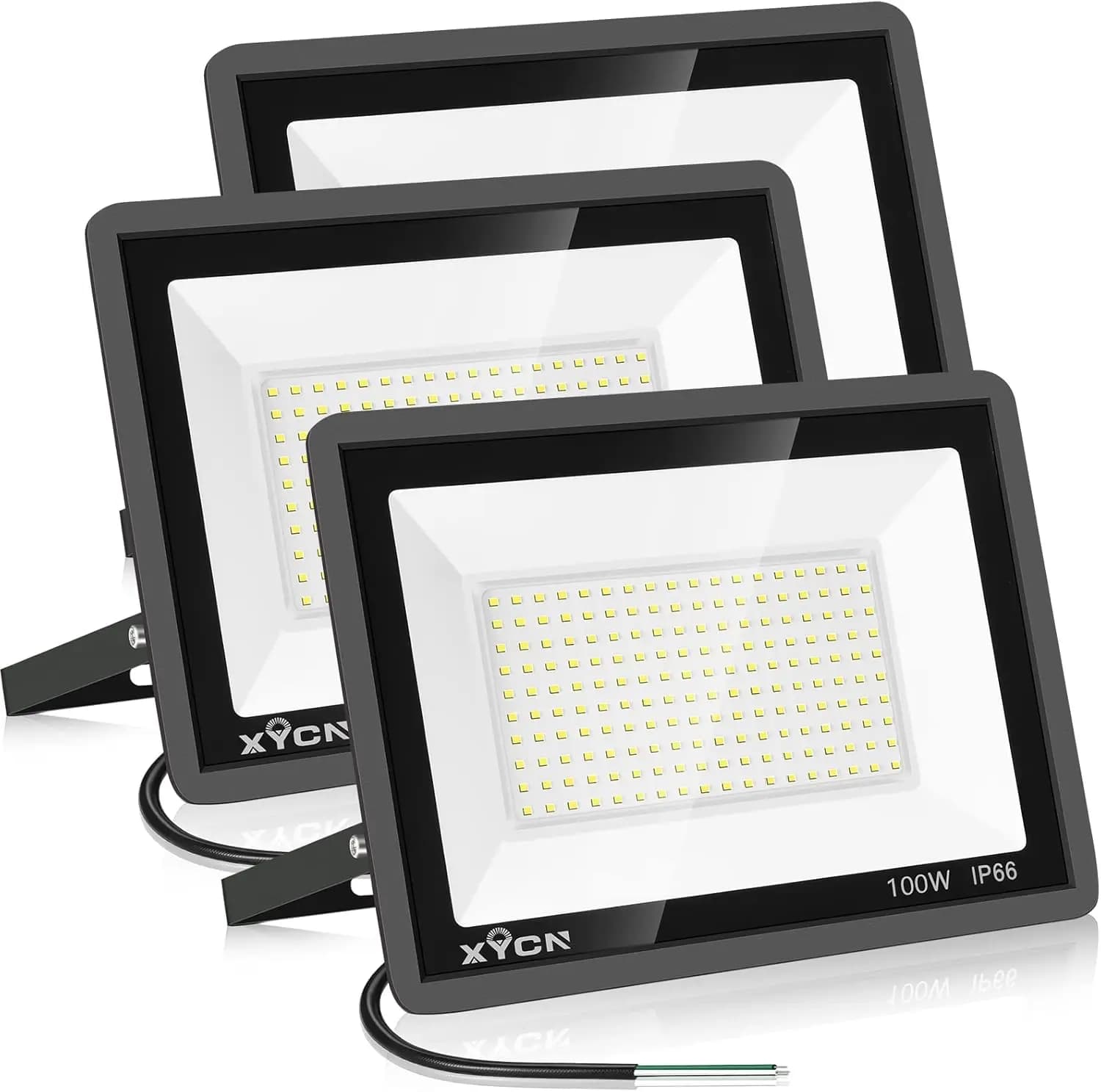 Set of 3 100W LED Lights, Outdoor Safety Lights IP66, 11500LM Luminous Lights for Garden, Courtyard and Basketball Field