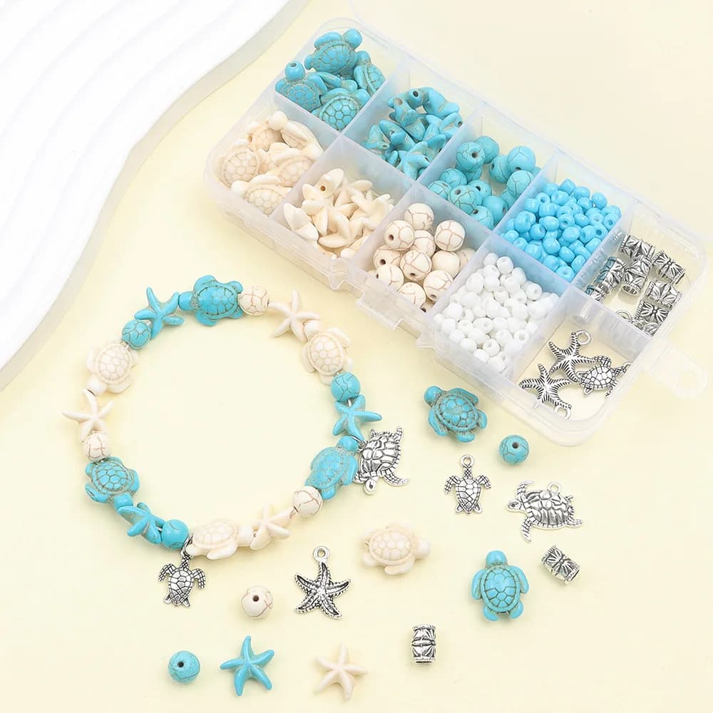12/311/426/647pcs Multi-color Turquoise Turtle Series Jewelry Making Kit Can Be Used for DIY Bracelet, Necklace, Jewelry Making
