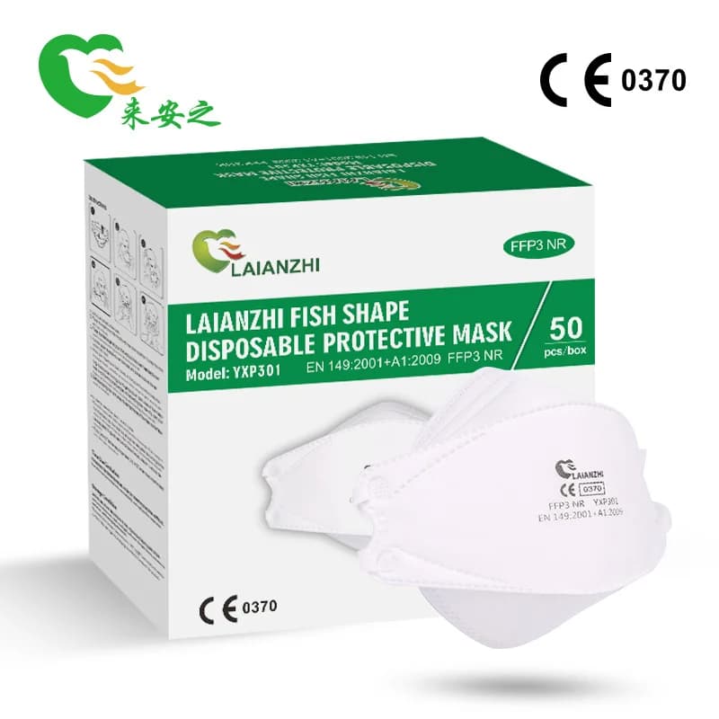 FFP3 fish-shaped mask, CE certified protection, single pack, adjustable soft band, reusable folding masks, adult respirator