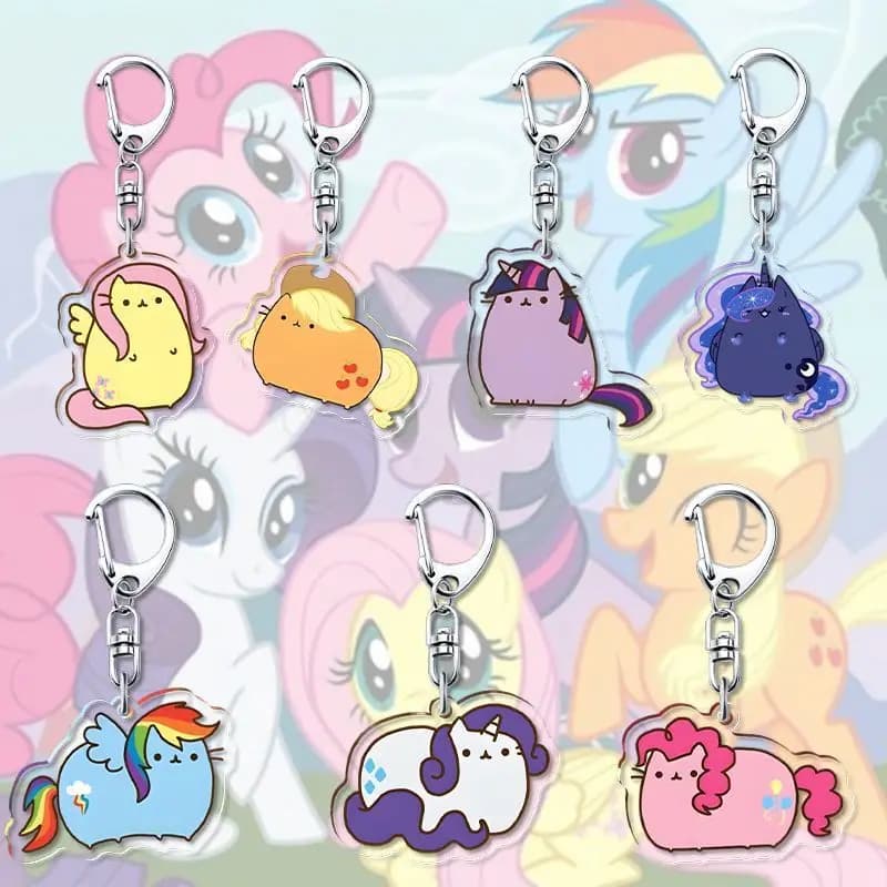 1pcs My Little Pony Keychain acrylic Pendant Anime Keyring Cartoon Decorative Pendants