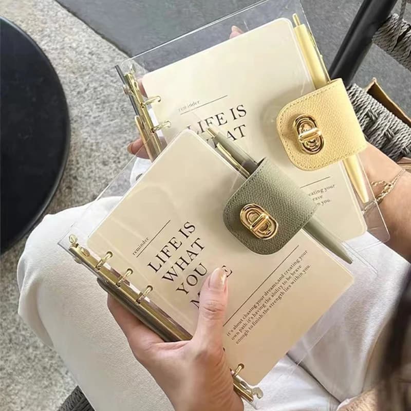 Agenda in Pelle A5 C6 con Copertina Trasparente, Quaderno, Diario, Pianificatore, Blocco Note, Articoli di Cancelleria per Ufficio, Regalo
