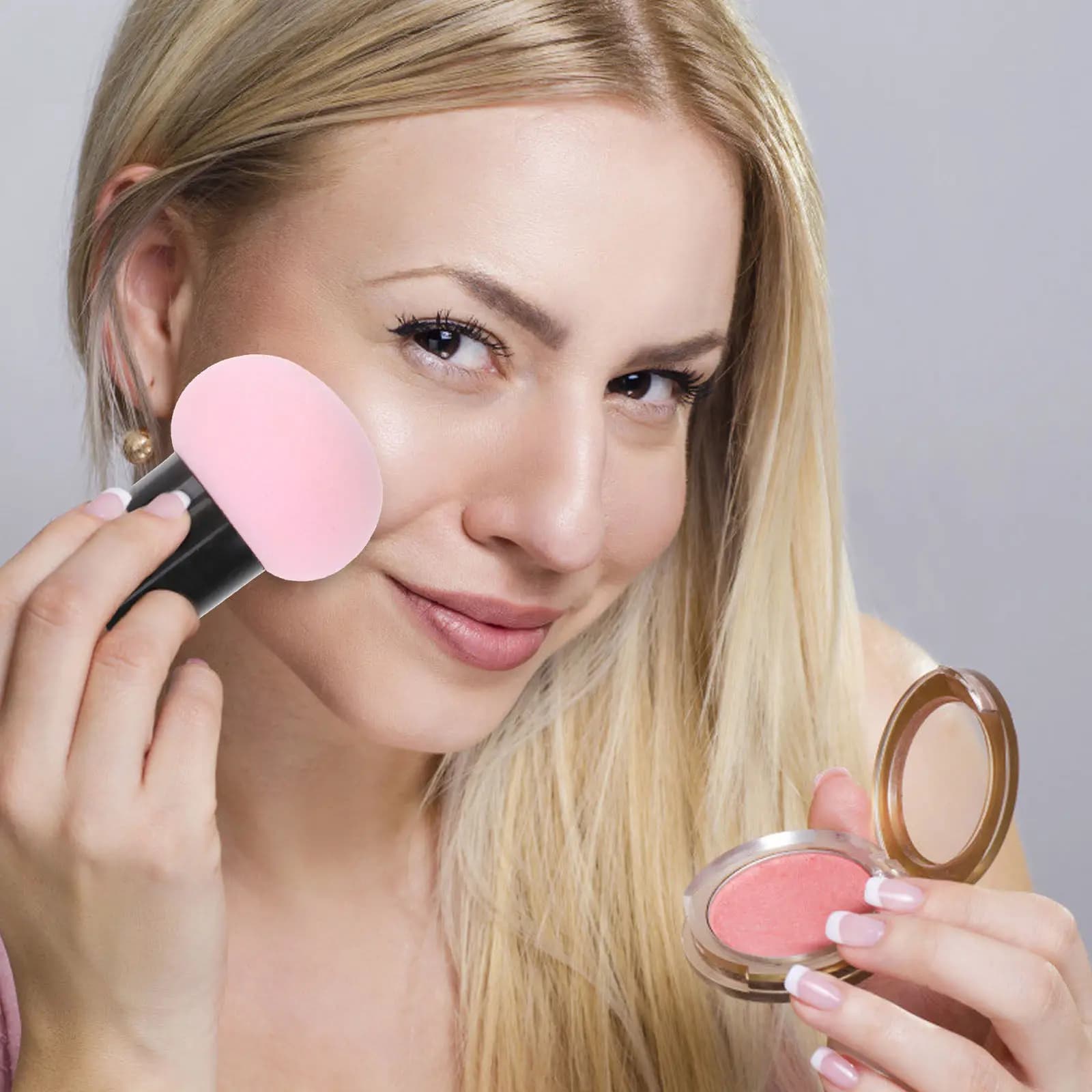 Set di 3 Spugne per Trucco Premium in Silicone a Forma di Fungo con Manico per Fondotinta, Correttore, Blush, Illuminante, Uso Umido e Asciutto
