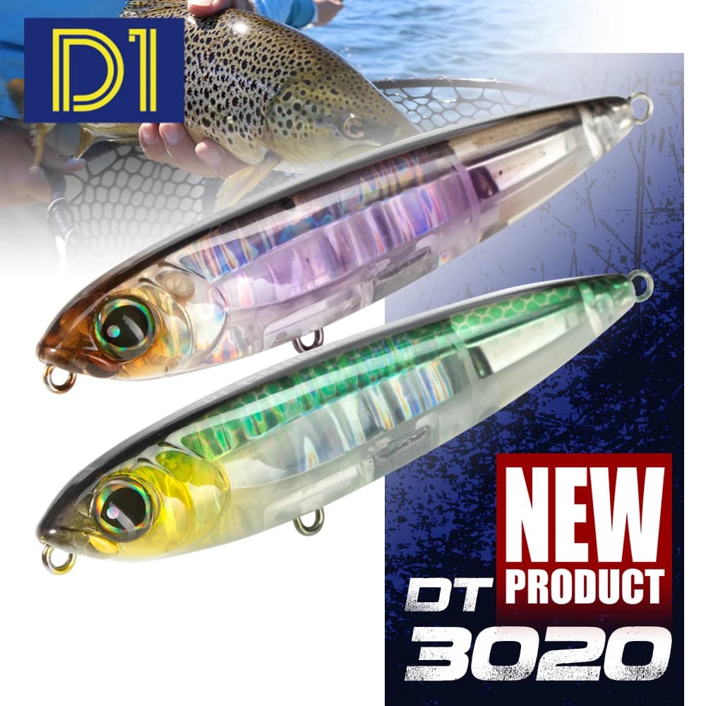 D1 2pcs/3pcs 3DR Pencil Fishing Lure 80mm11g&100mm20g Walk The Dog Artificial Bait Topwater Floating Bait For Bass Tackle