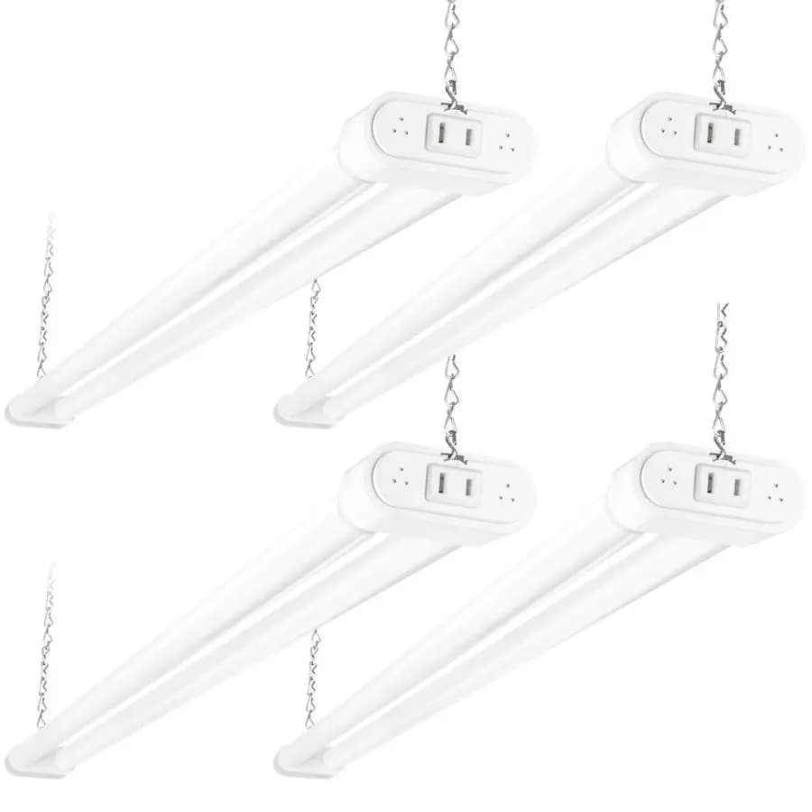 Lampada LED Collegabile per Officina, Confezione da 4, 120cm 44W Equivalente a 300W, 4600lm, 5000K Luce Diurna, Plafoniera a Innesto, Sospesa o da Terra