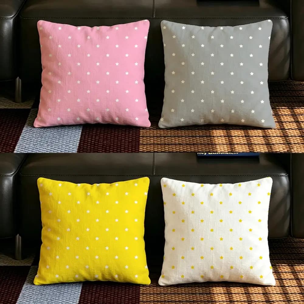 Set di fodere per cuscini in lino naturale, decorazione all-in-one per divano, camera da letto e sedia S-Star polka dotsS