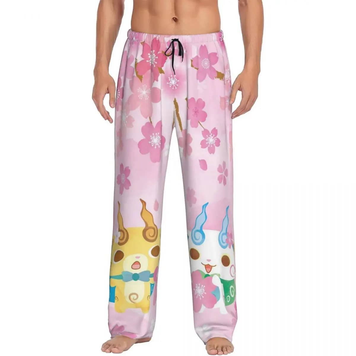 Custom Yo-Kai Watch Cartoon Game Pajama Pants Men Sleepwear Sleep Lounge Bottoms with Pockets