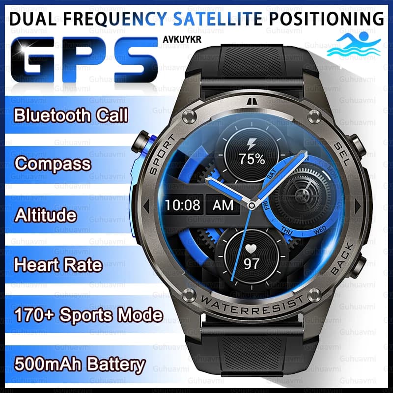 2026 New smart GPS watches Bluetooth call 5ATM Heart rate compass Waterproof sports Smartwatch for men free gifts for new users