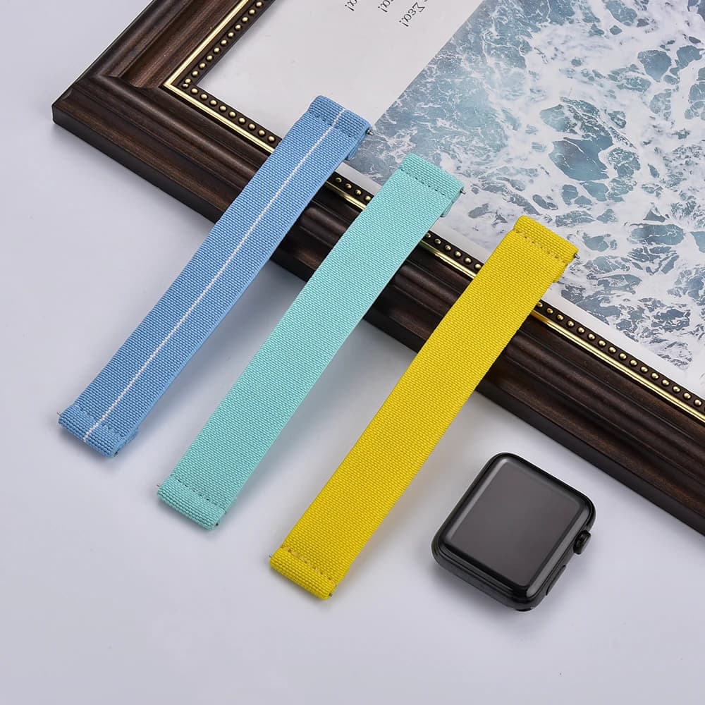 Cinturino per orologio con gancio e anello blu pallido da 18/19/20/21/22 mm Cinturino adesivo in nylon traspirante facile da regolare per cinturino sportivo