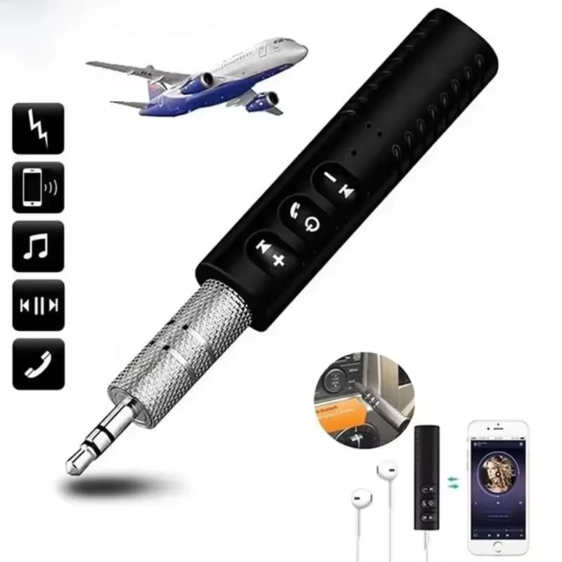 Ricevitore Bluetooth 5.0 Wireless 2 in 1 per Auto con Jack AUX da 3,5mm, Adattatore Audio Wireless per Auto, Altoparlante per Cellulare, Vivavoce
