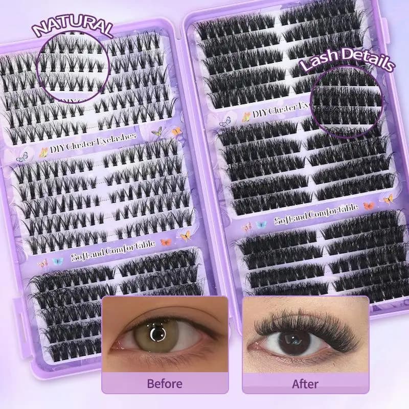 3D Fluffy Curled European Style False Eyelashes Thick Single Cluster Large Capacity DIY Reusable Fox Series