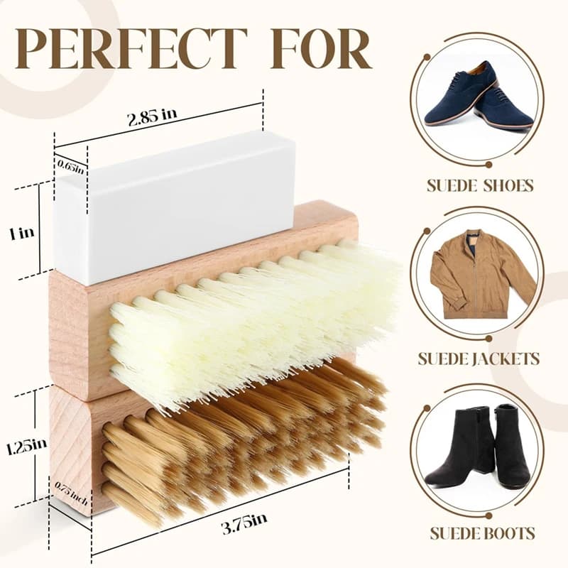 Kit di pulizia in pelle scamosciata e nabuk da 5 pezzi con spazzole in ottone e nylon, 2 gomme scamosciate, asciugamano in microfibra per scarpe, stivali, borse-ABYS