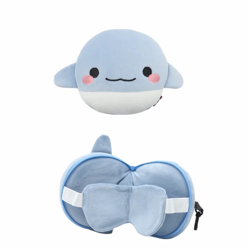 Cuscino da Viaggio Creativo 2 in 1, Mascherina per Occhi Portatile a Forma di U, Cuscino in Velluto per Riposo e Sonno
