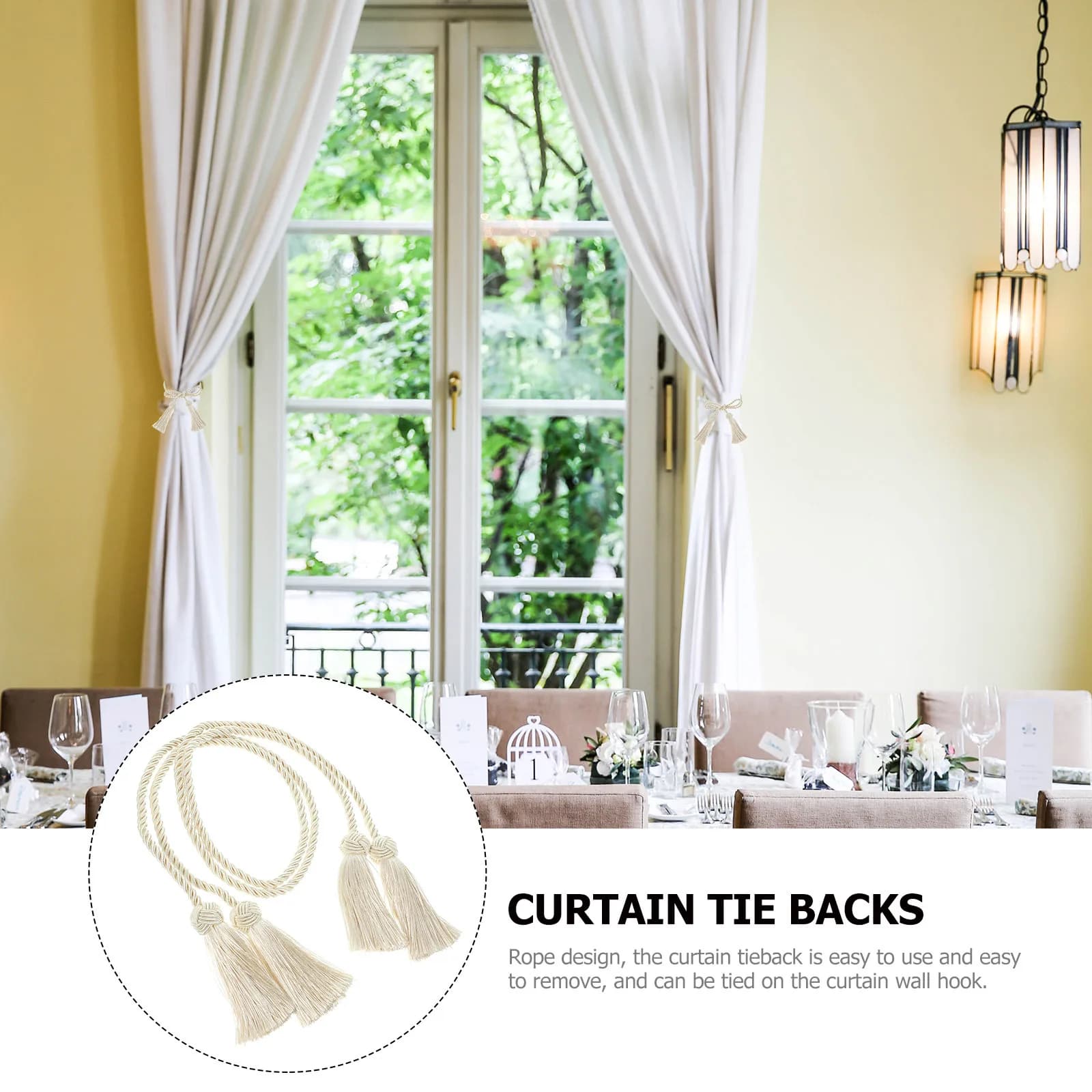 1 Pair Curtain Tiebacks Cotton Rope For Drapes Home Fixing Strap Living Room Bedroom Kitchen Decor Curtain Holdbacks Ties