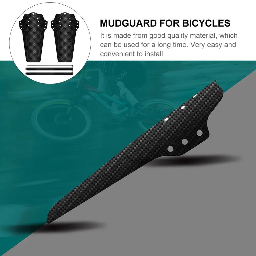 Bicycle Mudguards 2 Piece Carbon Fiber Look Front Rear Fenders for Mountain Bike Easy Install Cable Ties