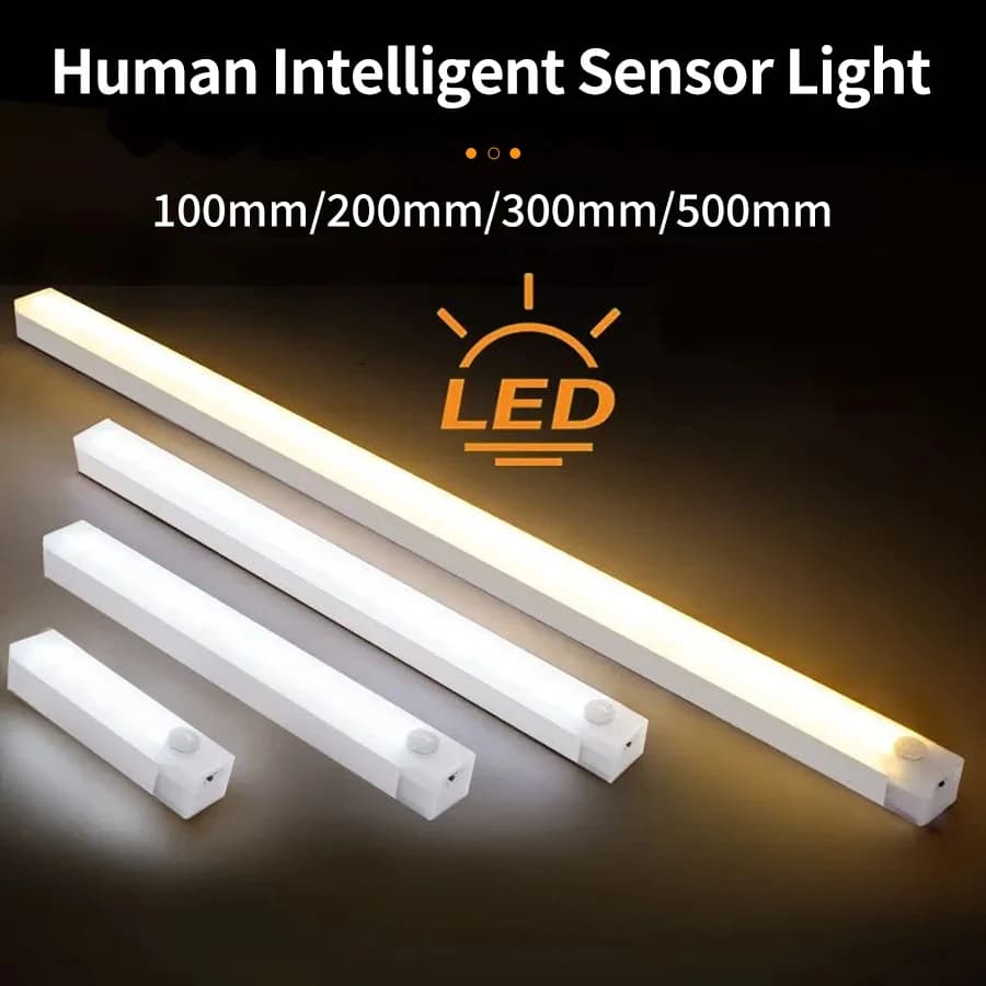 Sensore di movimento intelligente Luce notturna Luci notturne a LED senza fili Armadio da cucina Armadio Camera da letto Lampada da notte USB ricaricabile Arredamento della stanza