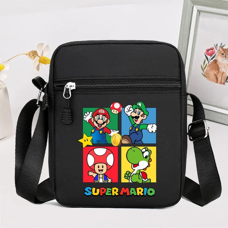 Borsa a Tracolla Super Mario Bros alla Moda per Uomo e Donna, Borsa a Tracolla Stampata con Motivi Anime, Borsa Portatile per Conservazione e Trasporto, Regalo