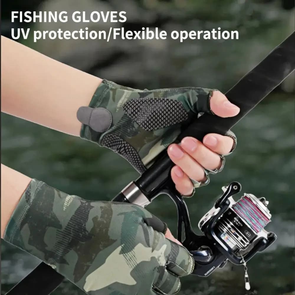 Profession Elastic Fishing Gloves Sweat-absorbent Sun Protection Men Cycling Gloves Breathable Anti-slip Fingerless Gloves