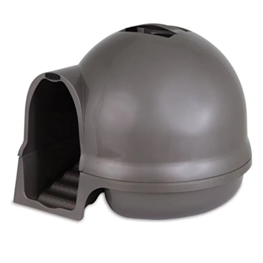 Clean Step Cat Litter Box Dome Made in the USA with 95 Recycled Materials - Brushed Nickel, Made in USA