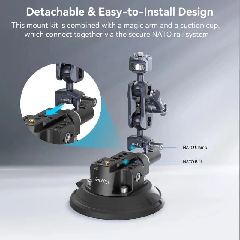 SmallRig 4236 Suction Cup Camera Mount Kit 4-Inch with Ball Head Magic Arm Load 3kg for Camera Action Camera Phone Vehicle Shoot