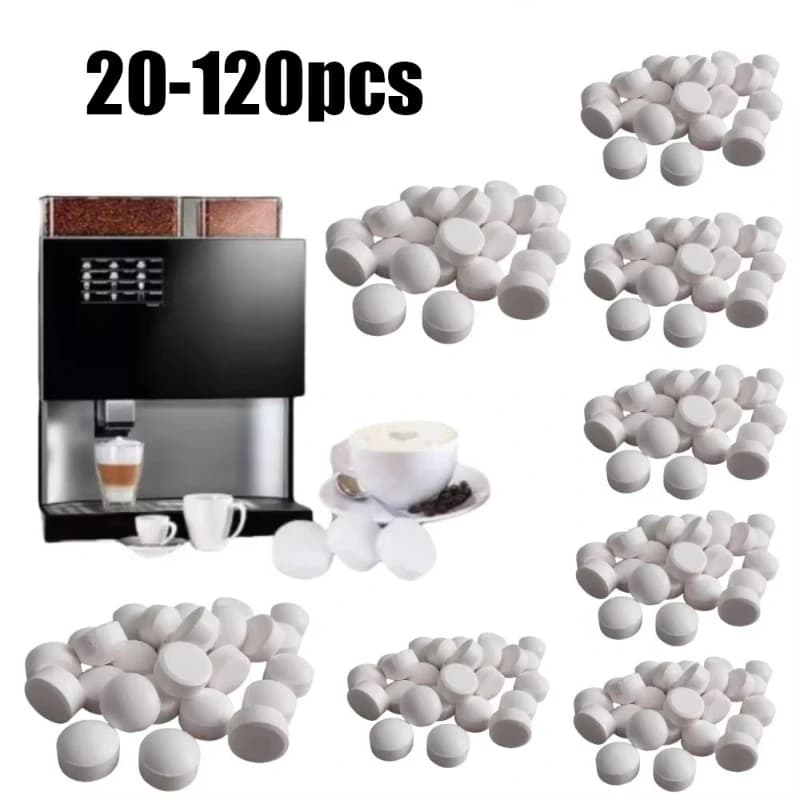 20/40/80/100/120pcs Tavoletta per la pulizia della macchina da caffè Tavoletta effervescente Agente disincrostante Accessori per la cucina Pulizia della casa