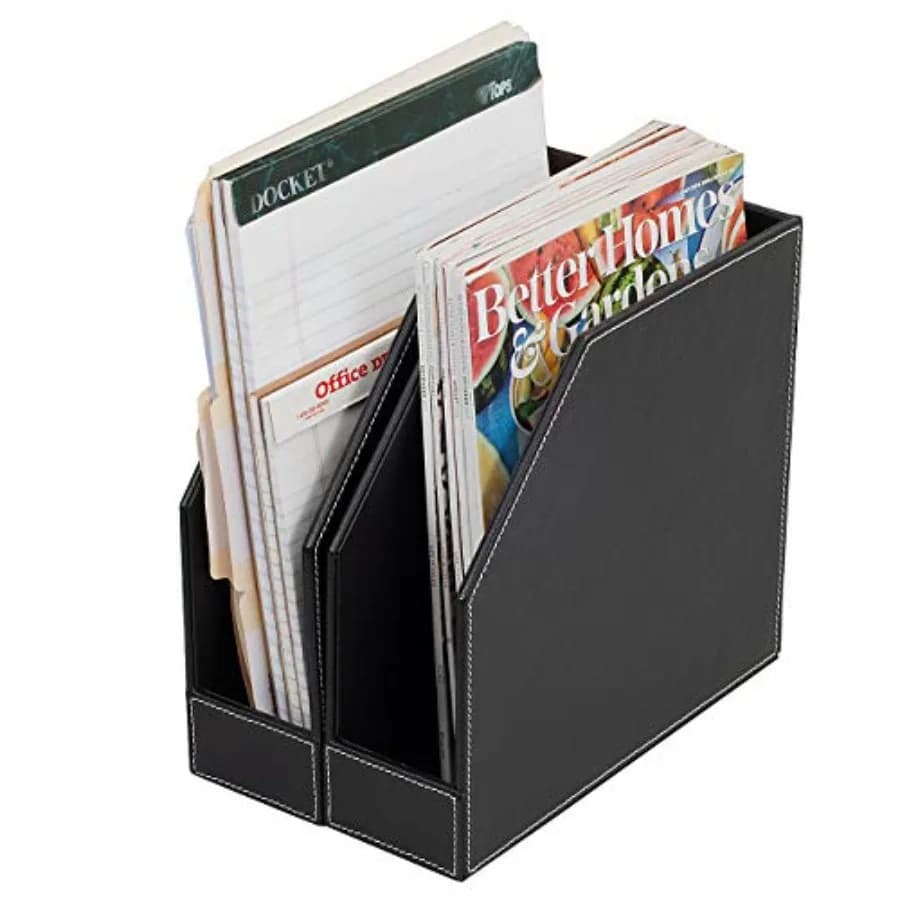 Portadocumenti verticale e organizer per prodotti da ufficio, per archiviare file, riviste, quaderni, libri e altro, set combinato da 2 pezzi