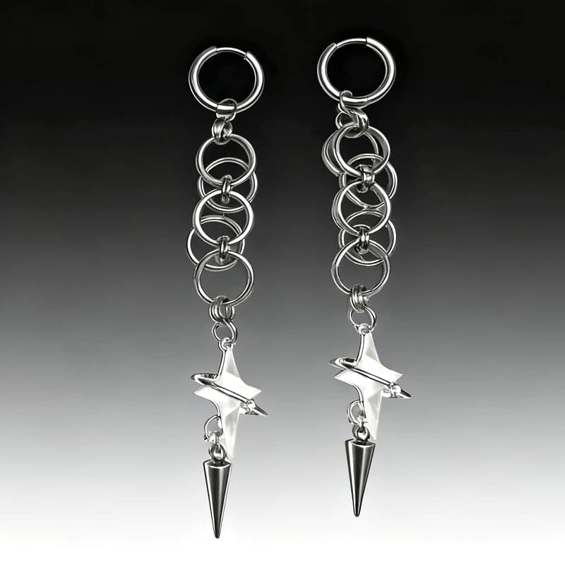 Punk Accessories Stitched Rivets Crystal Cross Earrings for Women Fashion Vintage Charm Planet Rivet Earrings Y2K Jewelry