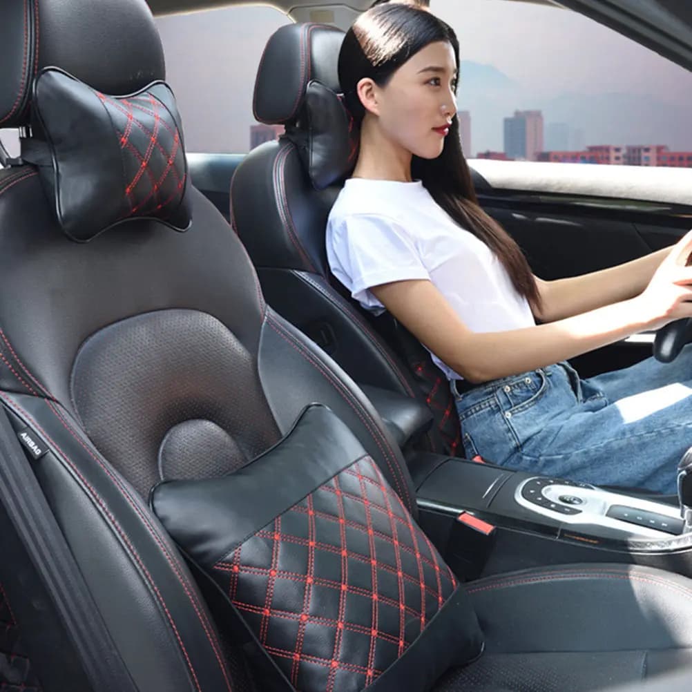 Cuscino per il Collo da Auto Universale Ergonomico, Supporto per Lunghe Viaggi, Riduce la Pressione sul Collo, Traspirante in PU e Cotone PP, Poggiatesta per Auto