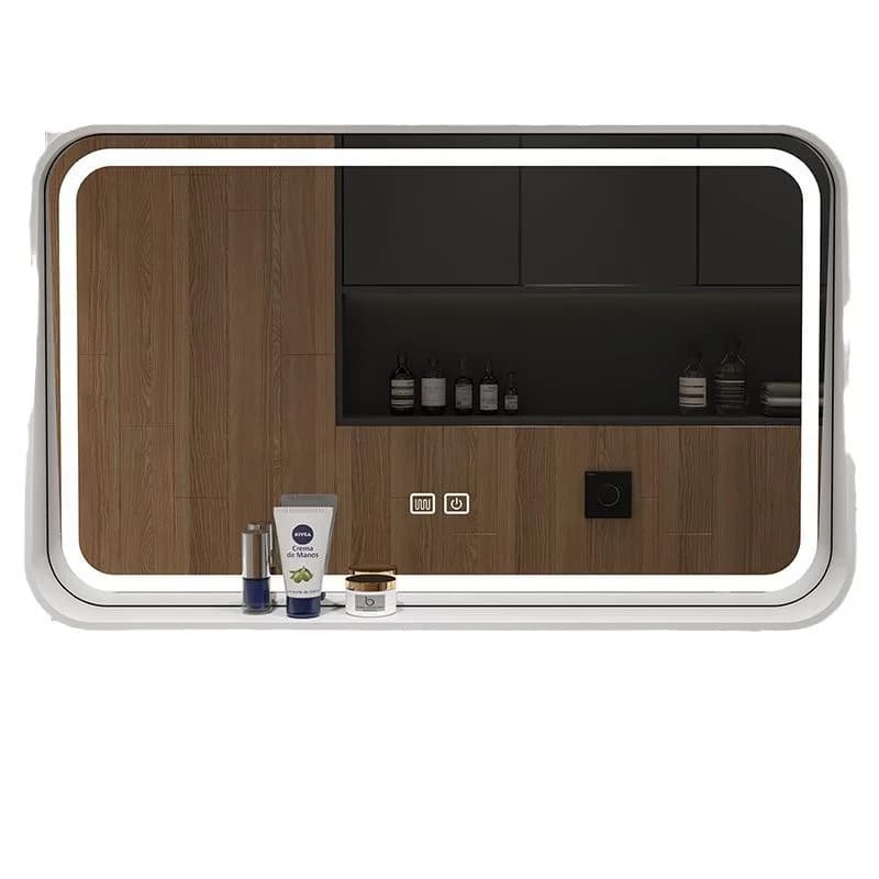 Nuovo semplice specchio da bagno in legno massello per bagno, lavabo a parete, LED a parete