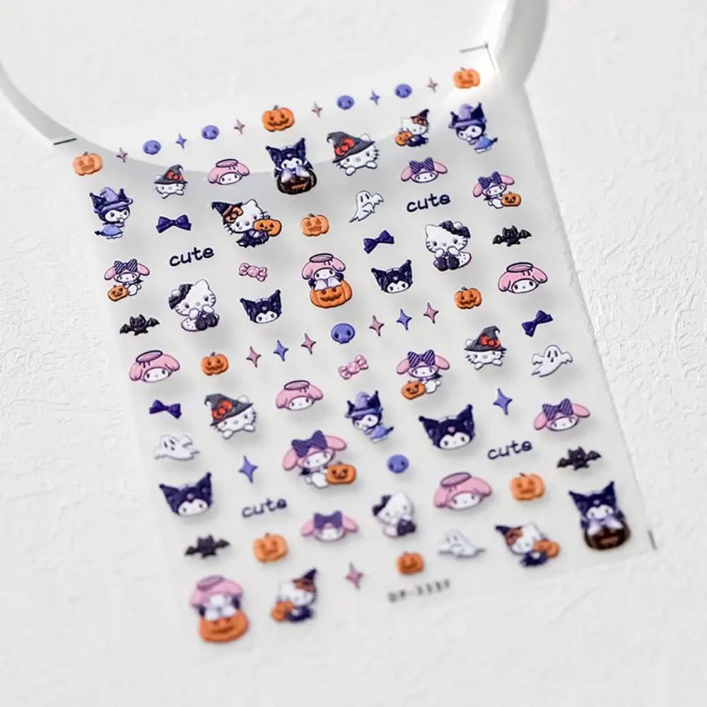 1 Pezzo Adesivi per Unghie 5D in Rilievo con Simpatici Cartoni Animati Hello Kitty, Keroppi, Pochacco, Melody, Accessori Autoadesivi per Nail Art