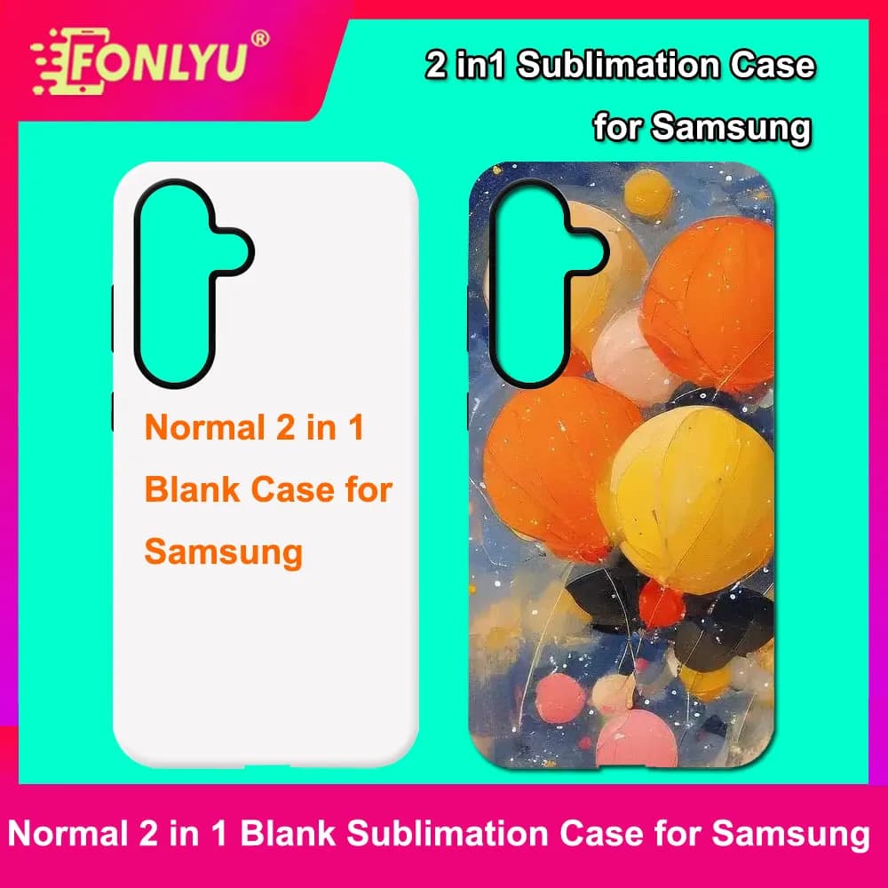 FONLYU Custodia per telefono in bianco a sublimazione per Samsung Galaxy S25 Ultra A13 A14 A55 5G TPU morbido + PC rigido antiscivolo Stampabile Pressa di calore
