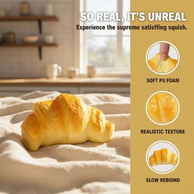 Squishy Slow Rising Fidget Toy 1Pcs Croissant Cat Paw Fried Dough Stick Design for Adult Work Stress Relief Gift