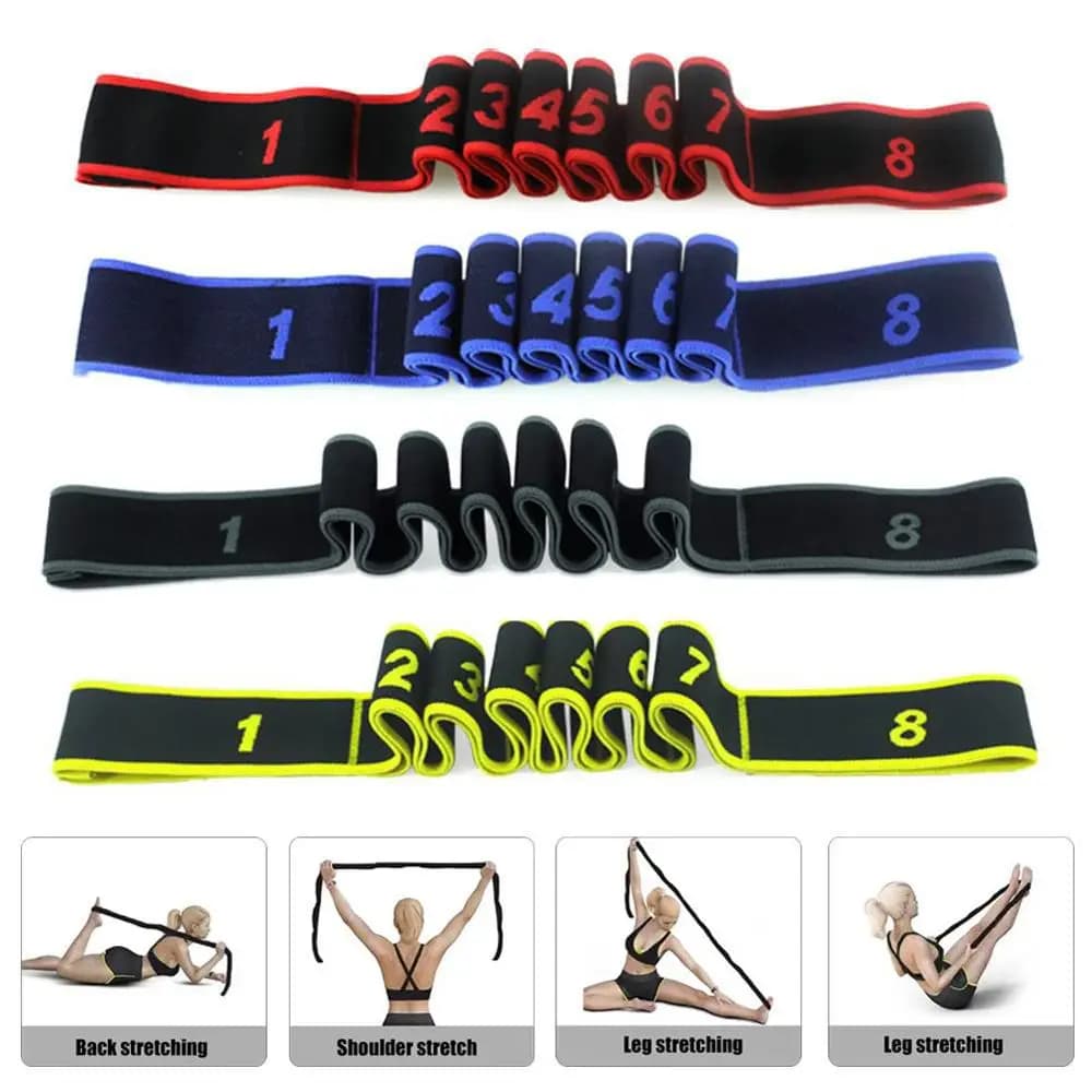Cinghia Elastica Multifunzione per Yoga, Pilates ed Esercizi, Banda di Resistenza con Anelli Multipli