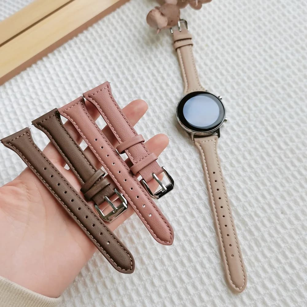 Slim Leather strap For Samsung Galaxy watch 7/6/5/pro/4 Classic/active 2 20mm 22mm sport bracelet Huawei watch GT 4-2-2e-3 band