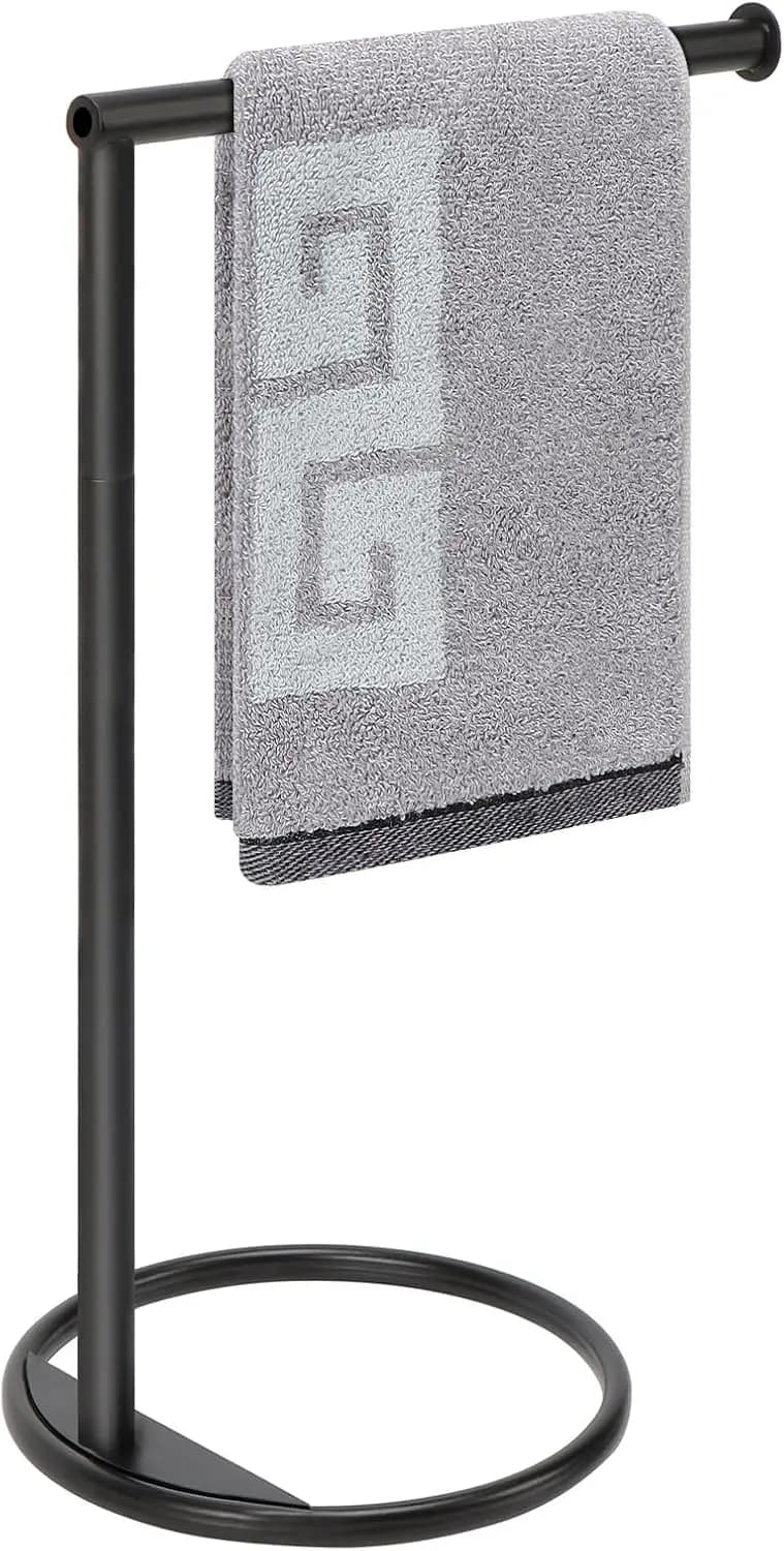 Portasciugamani a L in metallo spesso, portasciugamani stabile da appoggio per bagno e cucina, 8” L 14” H
